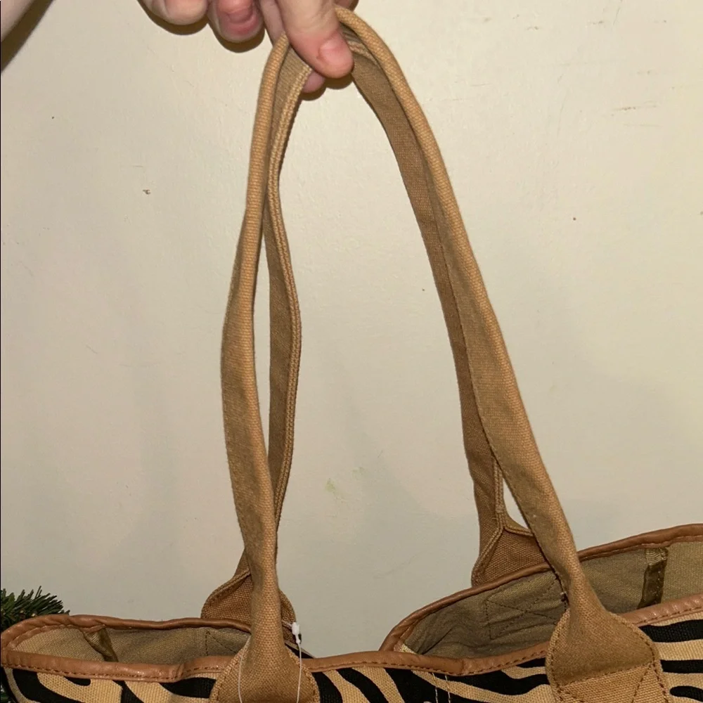 Large Zebra Canvas Craft Tote Bag NWT‎